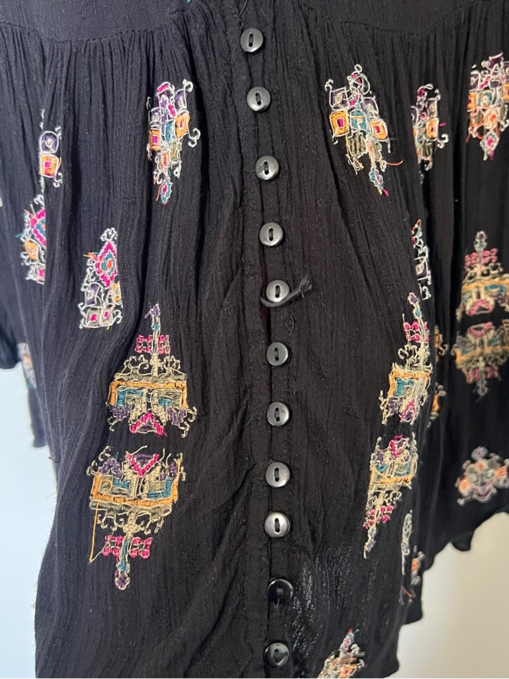 Free People Arianna Embroidered Blouson Tunic Multicolor Embroidery - Picture 9 of 11